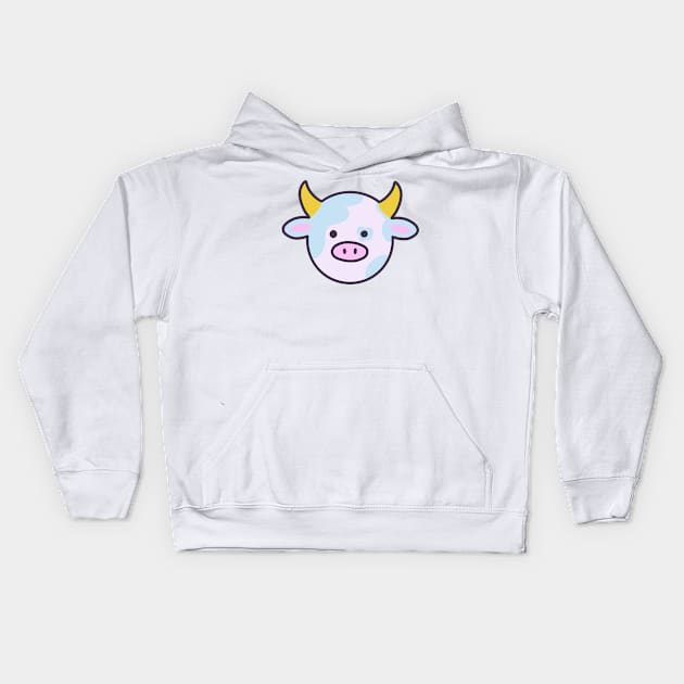 cute kawaii cow Kids Hoodie by grafitytees